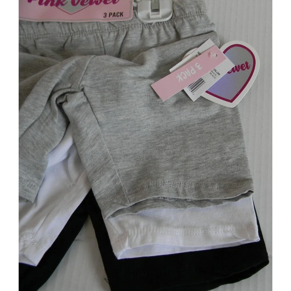 Lot of Girls Size 5 Shorts Black White Gray Body Glove, Pink Velvet all NWT